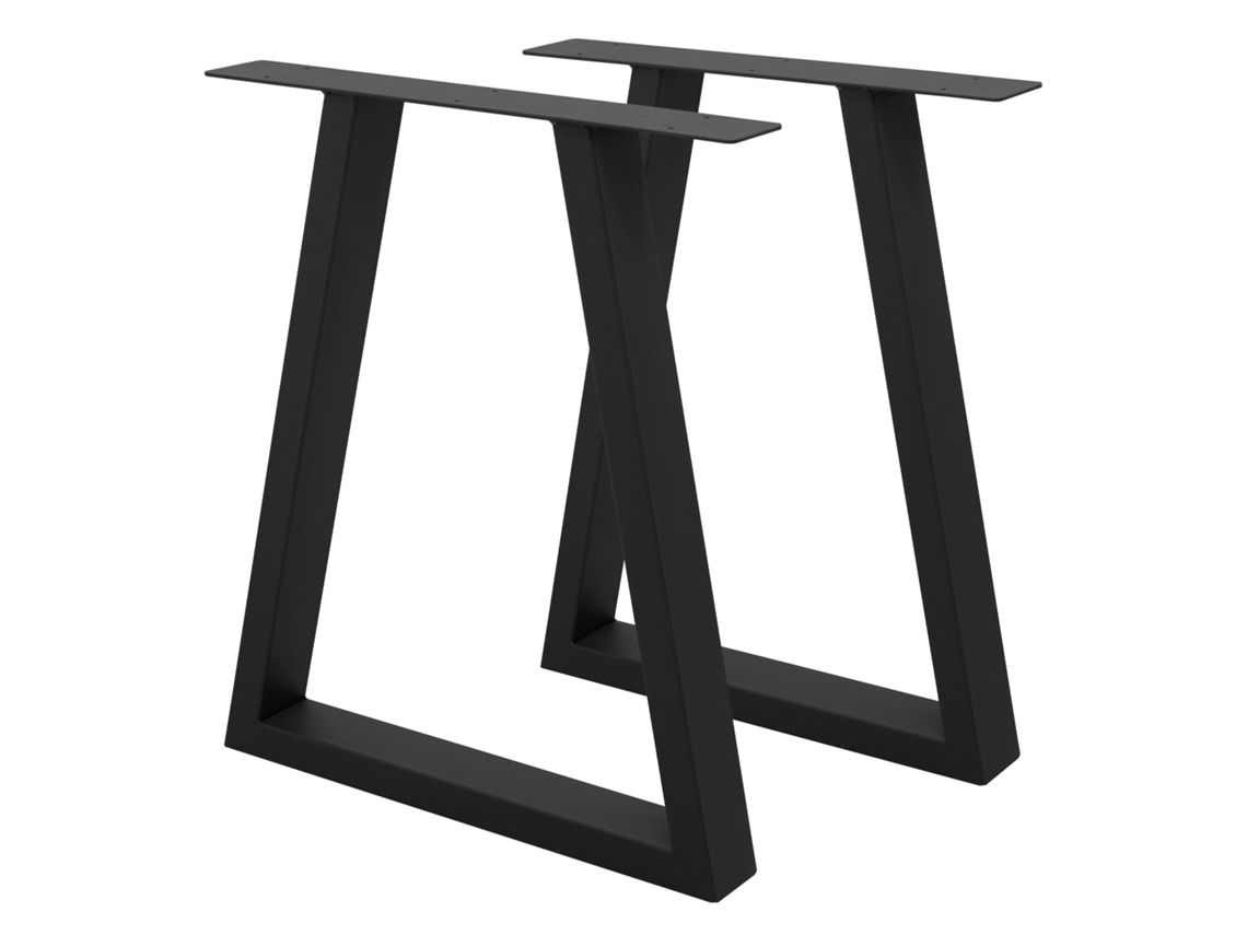 Set de 2 Patas de mesa industrial ECD 60 x 72 cm acero negro diseño en forma de H