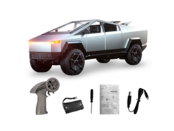 Camión De Juguete Cyber Con Control Remoto De 2.4 Ghz, Con Motocicleta Y Luces Led, Modelo De Camioneta Para Niños, Color Plateado, Incluye 1 Batería.