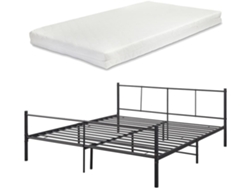 Cama matrimonio Laos [EN.CASA] con colchón de espuma fría 180 x 200 cm y somier metal - Negro