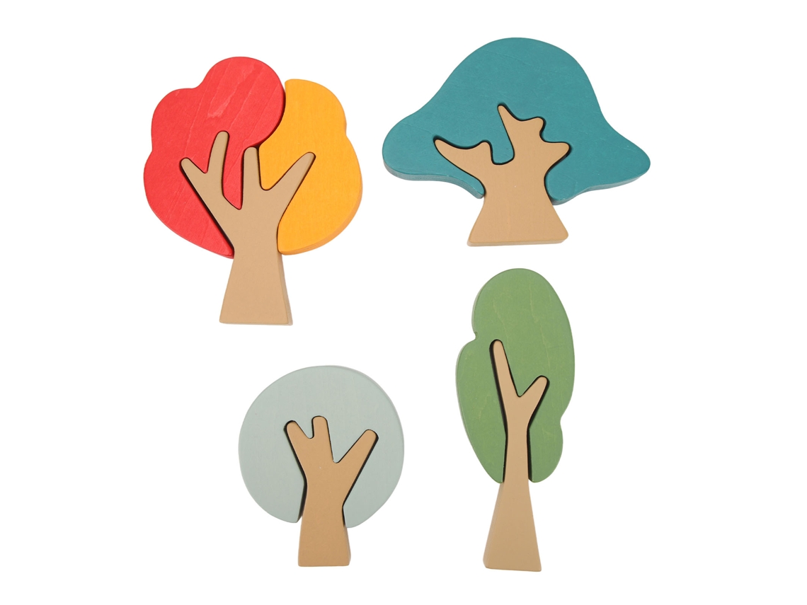 9 Piezas De Bloques Apilables De Madera Con Forma De Árbol Para La Educación Y Decoración De Los Niños.