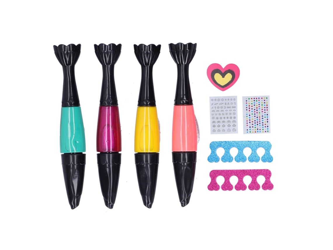 Conjunto De Arte De Unhas Infantil Com Esmalte, Adesivos E Ferramentas Para Crianças 3 Anos+