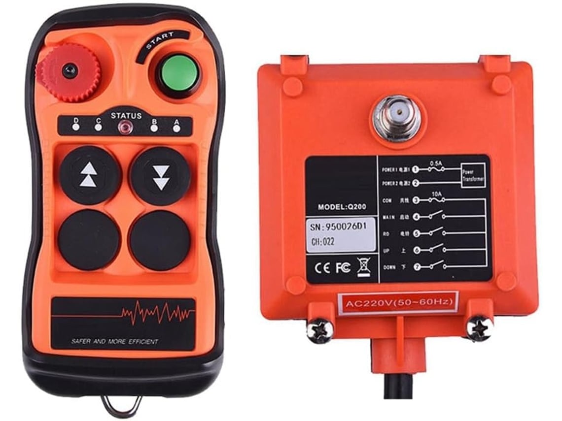 Control Remoto Industrial Q200 Con 2 Botones, Resistente Al Agua Ip65, Para Grúas Puente Industriales, Ac220v