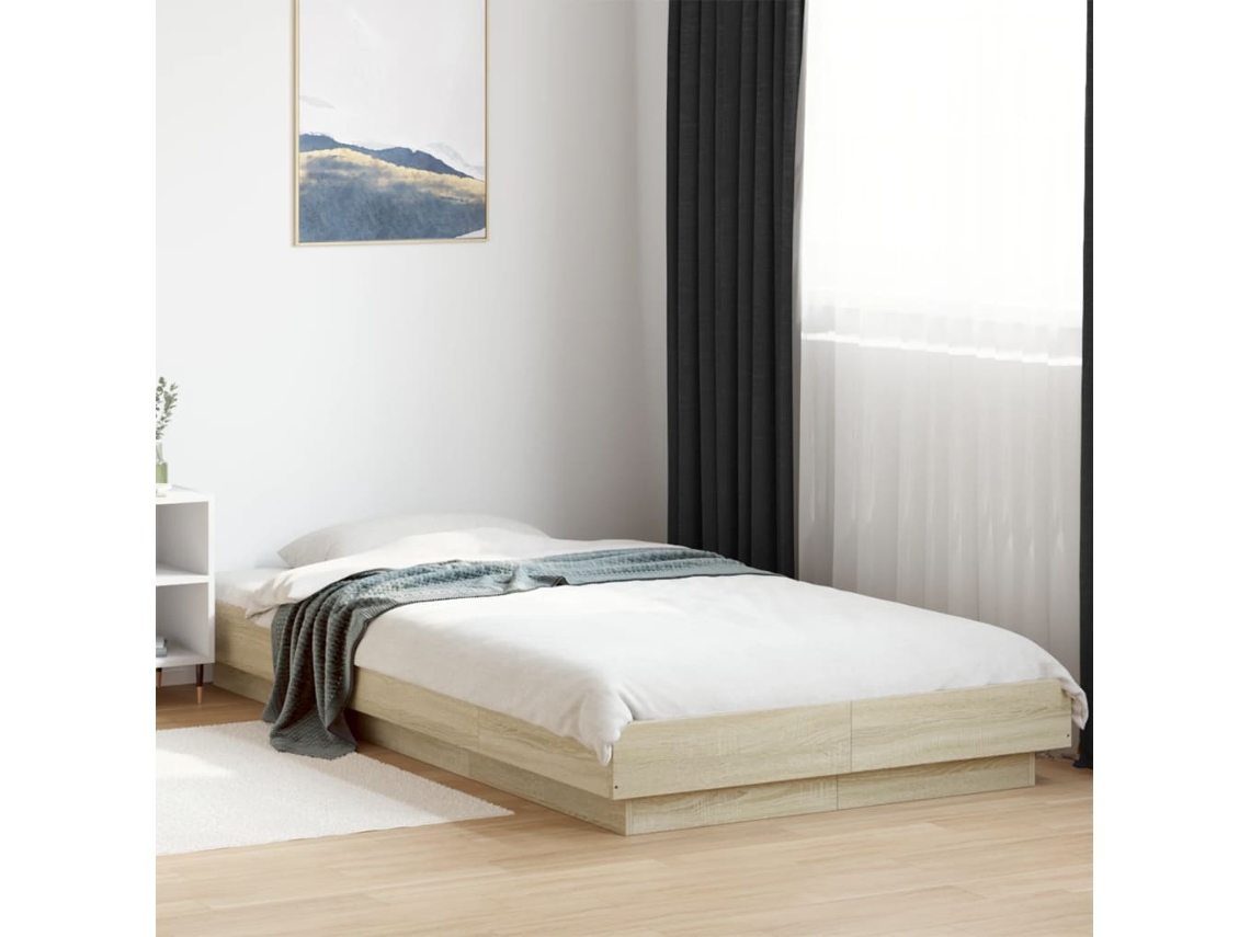 Estructura De Cama Madera De Ingeniería Roble Sonoma 75x190 Cm
