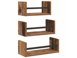 Conjunto De Estantes De Pared | Estante Flotante | Estantería Pared 3 Uds Madera Vieja 40x16x14cm