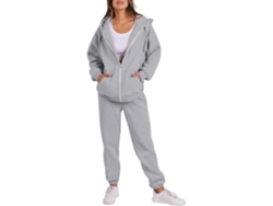Conjunto Deportivo Con Capucha Y Cremallera Para Mujer, Elástico, Cómodo, Transpirable, Fabricado En Poliéster.