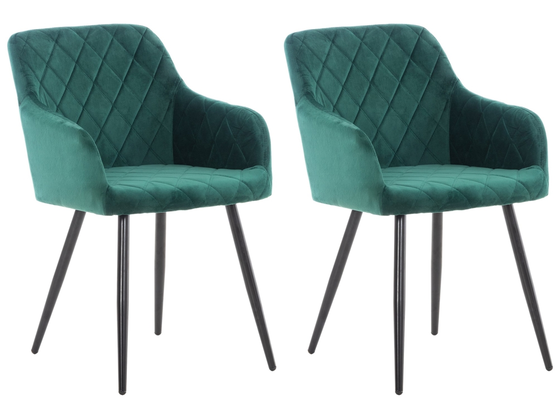 Set de 2 sillas de comedor Shila verde/veludo CLP