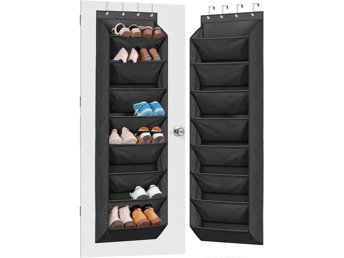 Organizador de zapatos con puerta, 8 bolsillos, capacidad para hasta 20 pares, color negro ZYBLSSBB