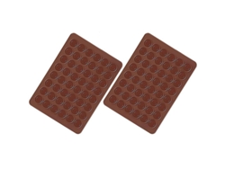 Forma de silicone para macarons 2026, marrom, 2 peças, 48 cavidades, inodora e antiaderente, própria para forno e lava-louças.