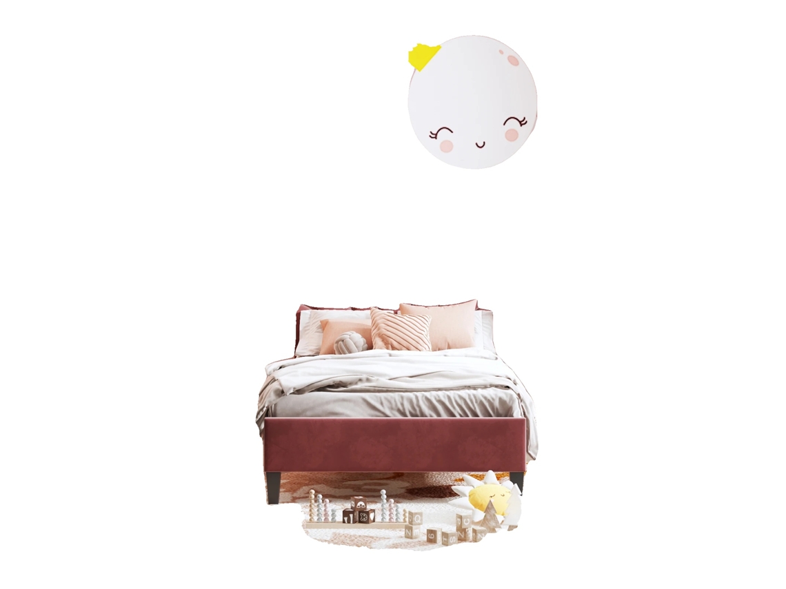 Cama infantil, diseño elegante, construcción robusta, 140 x 200 cm, rojo vino.