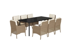 Maison Exclusive - Set Comedor De Jardín 9 Pzas Con Cojines Ratán Sintético Beige