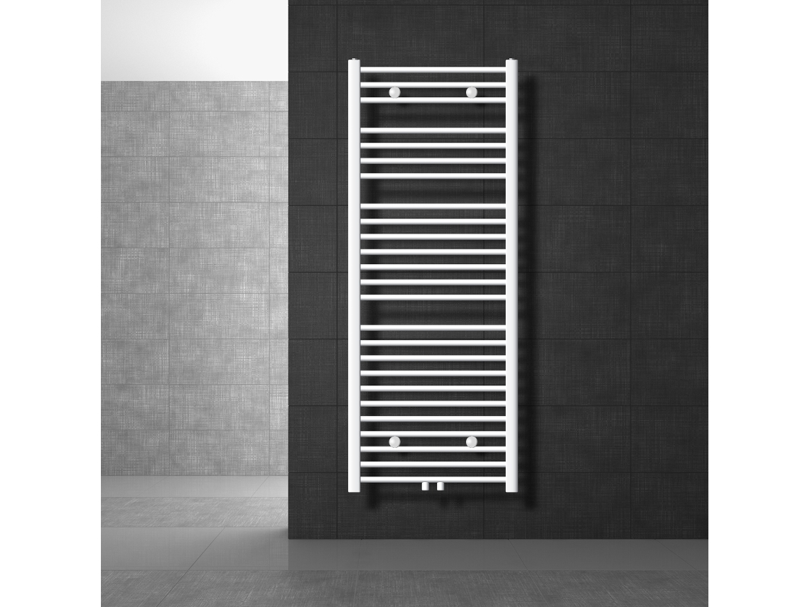 Radiador toallero de baño 600 x 1500 mm calefactor recto blanco conexión central LUXEBATH