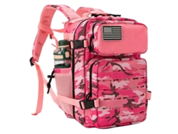 Mochila táctica de 25 litros para hombre, construcción duradera, portavasos dobles, color rosa CP