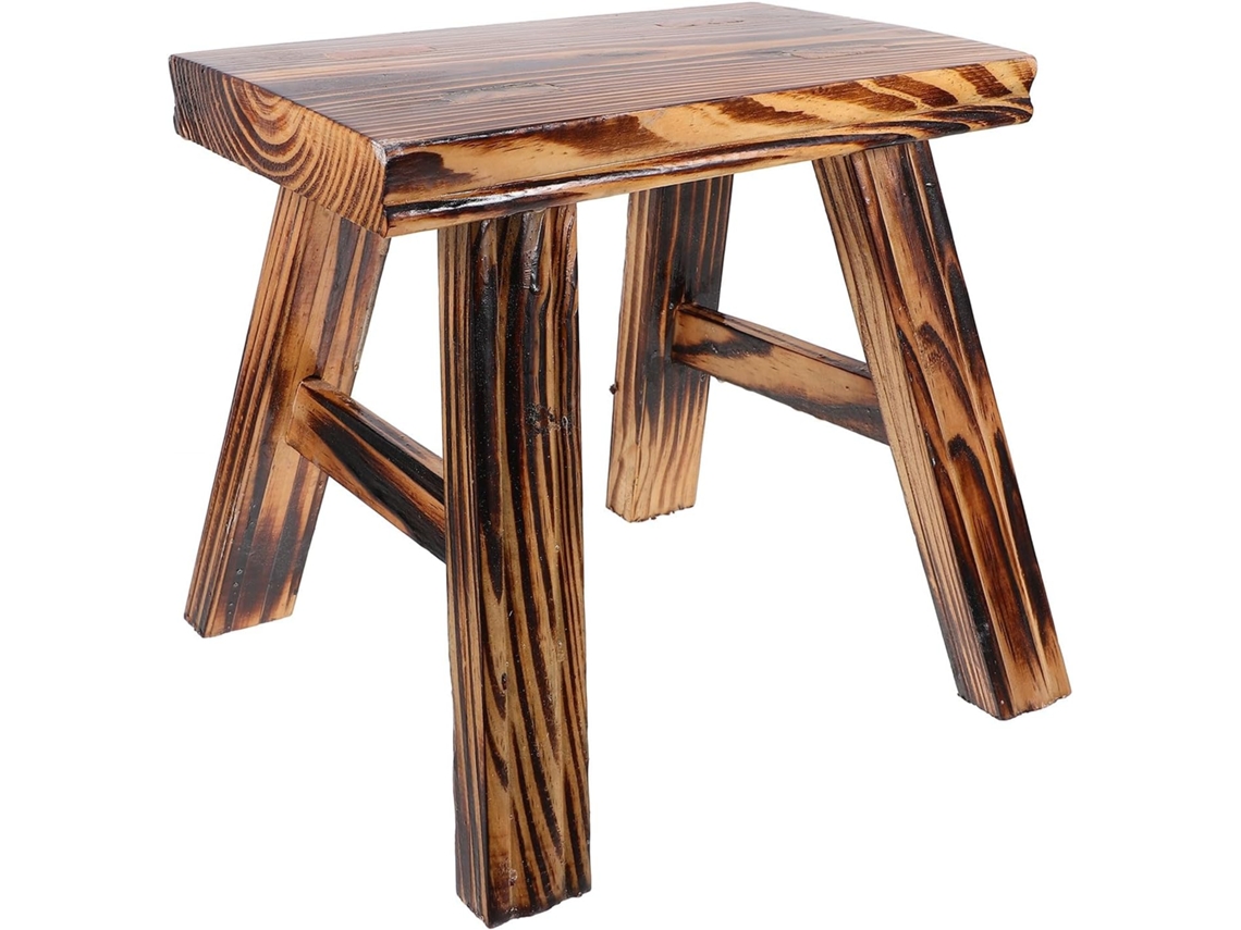 Taburete Pequeño De Madera Maciza De Pino, Taburete Cuadrado Rústico, 23 Cm De Altura, Multifuncional Para El Hogar.