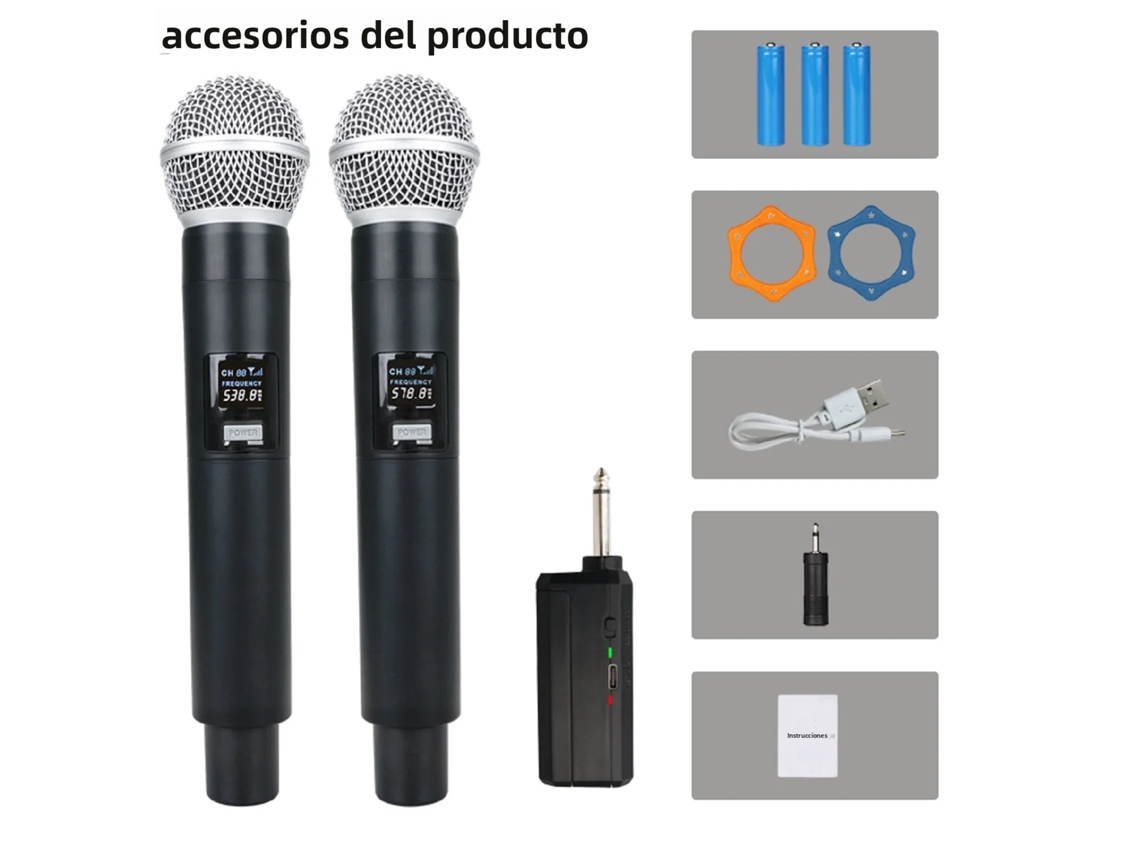 Micrófono inalámbrico negro, controlador dinámico de mano de 58 tubos, 2,4 g Mdug (2 unidades)