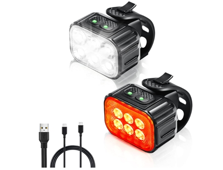 Juego de luces para bicicleta, luz para bicicleta recargable a prueba de agua IP65, luces LED para bicicleta, faro delantero y luz trasera para bic...