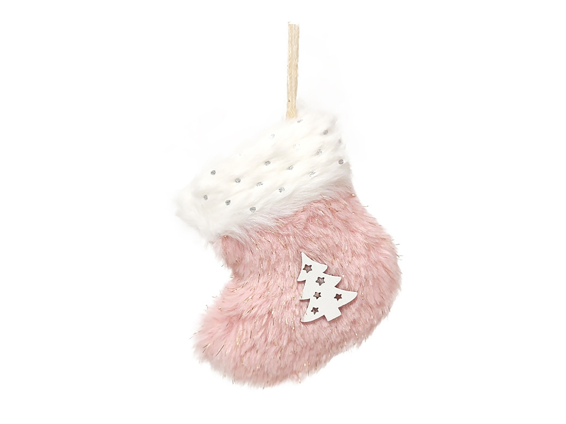 Medias navideñas peludas para decoración de fiestas (rosa) RNEMITERY