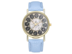 Reloj Analógico De Cuarzo Con Correa De Poliuretano, Unisex, Esfera Azul Claro.