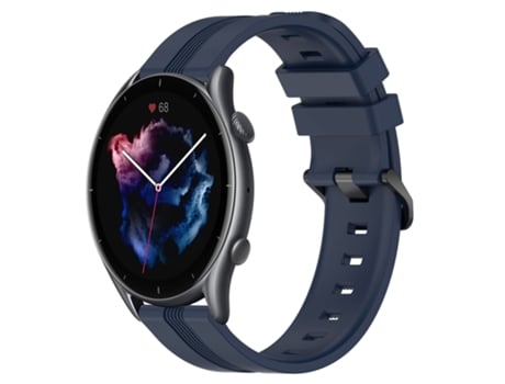 Correa de reloj inteligente para Amazfit GTR 3 Pro 22 mm Silicona cóncava a rayas (Azul marino)