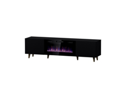 Mueble de TV CAMA MEBLE PAFOS RTVK CZ Negro Oro Laminado Plástico Madera MDF Aglomerado 180x49x42 cm