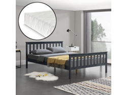 Colchón Cama Doble [ES.CASA] (208 x 188 x 82 cm - Madera de Pino - Gris)