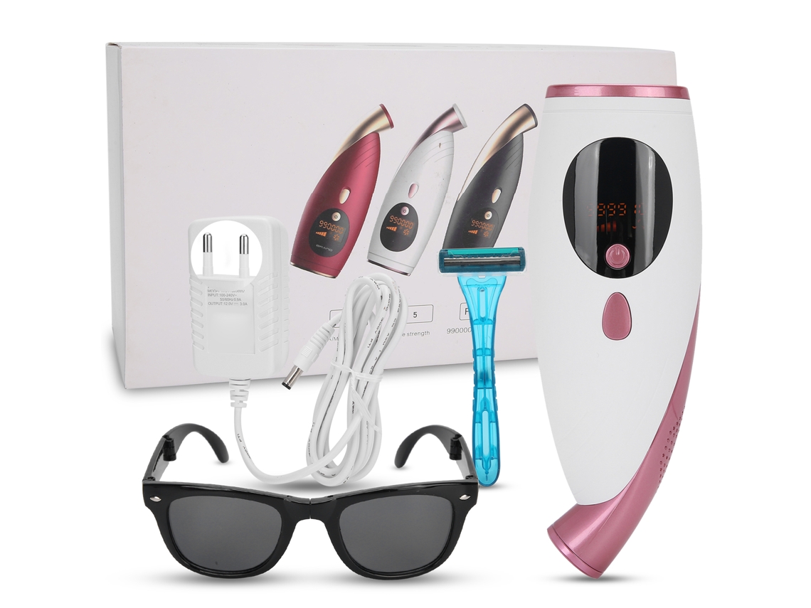 Máquina de depilación láser IPL con 990.000 pulsos, depiladora eléctrica, color blanco, para uso doméstico.