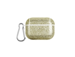 Estuche para auriculares TWS de policarbonato con textura de cuero y purpurina. GIECY