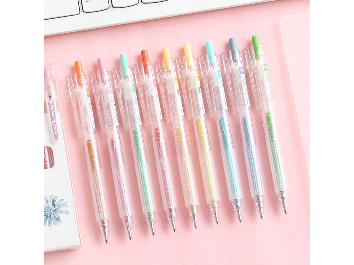 Juego de 9 bolígrafos de gel sencillos y modernos con puntas finas de 0,5 mm para escribir y dibujar.