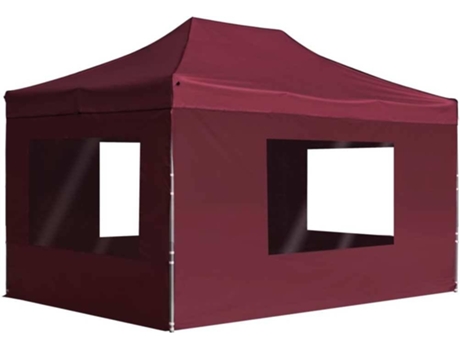 vidaXL Carpa plegable profesional y paredes aluminio rojo tinto 4,5x3m