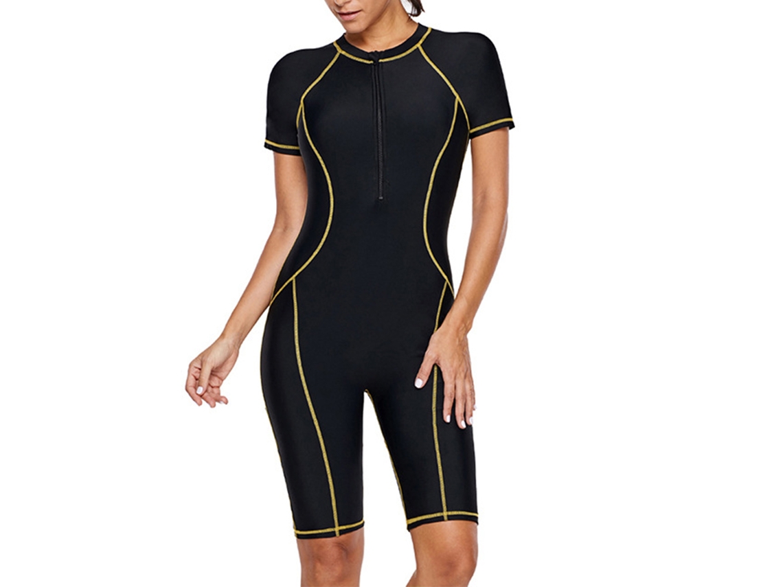 Traje de neopreno para mujer con cremallera rápida y protección solar para surf y snorkel