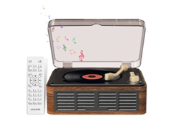 Reproductor de CD retro de madera Siurn con altavoz integrado, radio FM, control remoto/con cable/para toma de corriente doméstica - Marrón