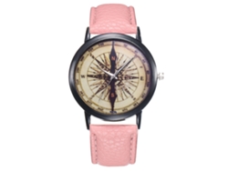 Reloj De Cuero Pu Para Hombre Dial Redondo Moda Reloj De Cuarzo T425 (rosa)