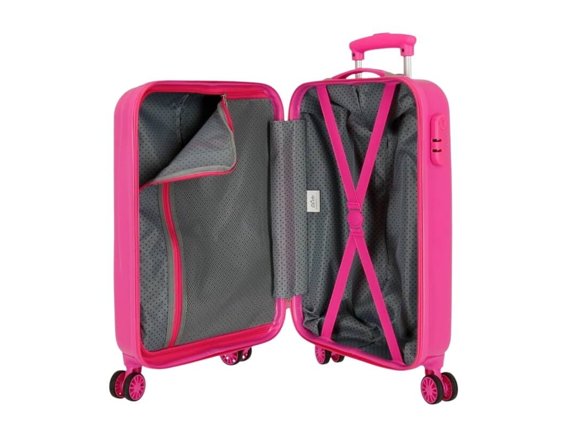 Maleta de viaje de cabina/trolley de 4 ruedas giratorias de 55 cm Frozen Sparkle Lige Magic Pink