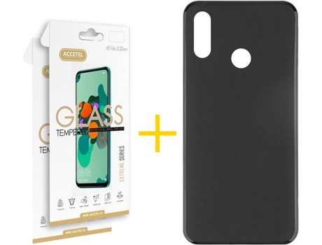 Kit Funda + 2 Protectores de Pantalla Huawei Y6 2019 ACCETEL Liso 6 Negro