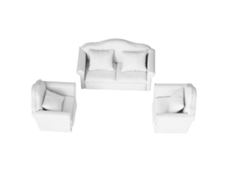 Sofá Miniatura Casa De Muñecas 3 Piezas Set Blanco Puro Muebles Sala Simulación Accesorio