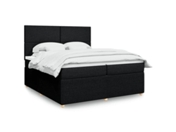 Cama Box Spring Con Colchón Tela Negro 200x200 Cm