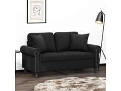 Sofá De 2 Plazas | Sofá De Salón | Sofá De Descanso Con Cojines Terciopelo Negro 120 Cm