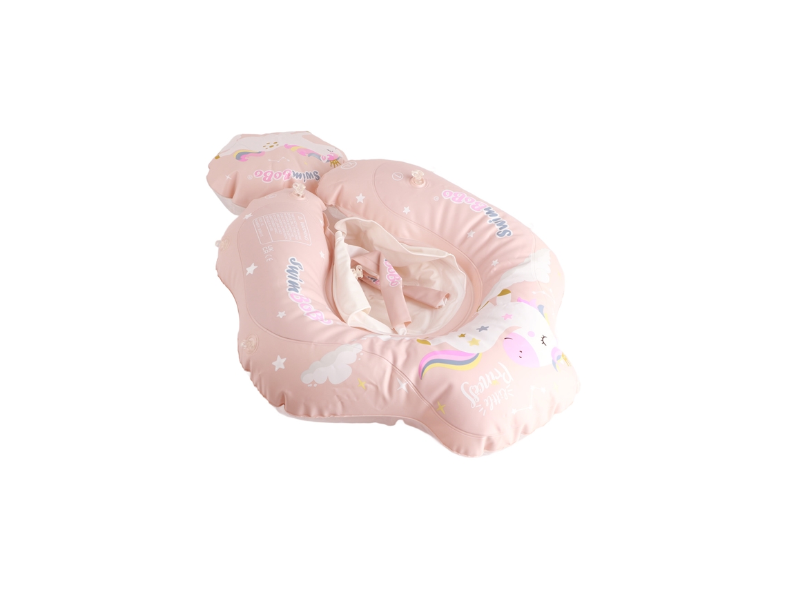 Flotador Hinchable Para Bebés Con Sombrilla, Diseño De Caballo Rosa, Diámetro Interior L 16 Cm/6,3 Pulgadas.