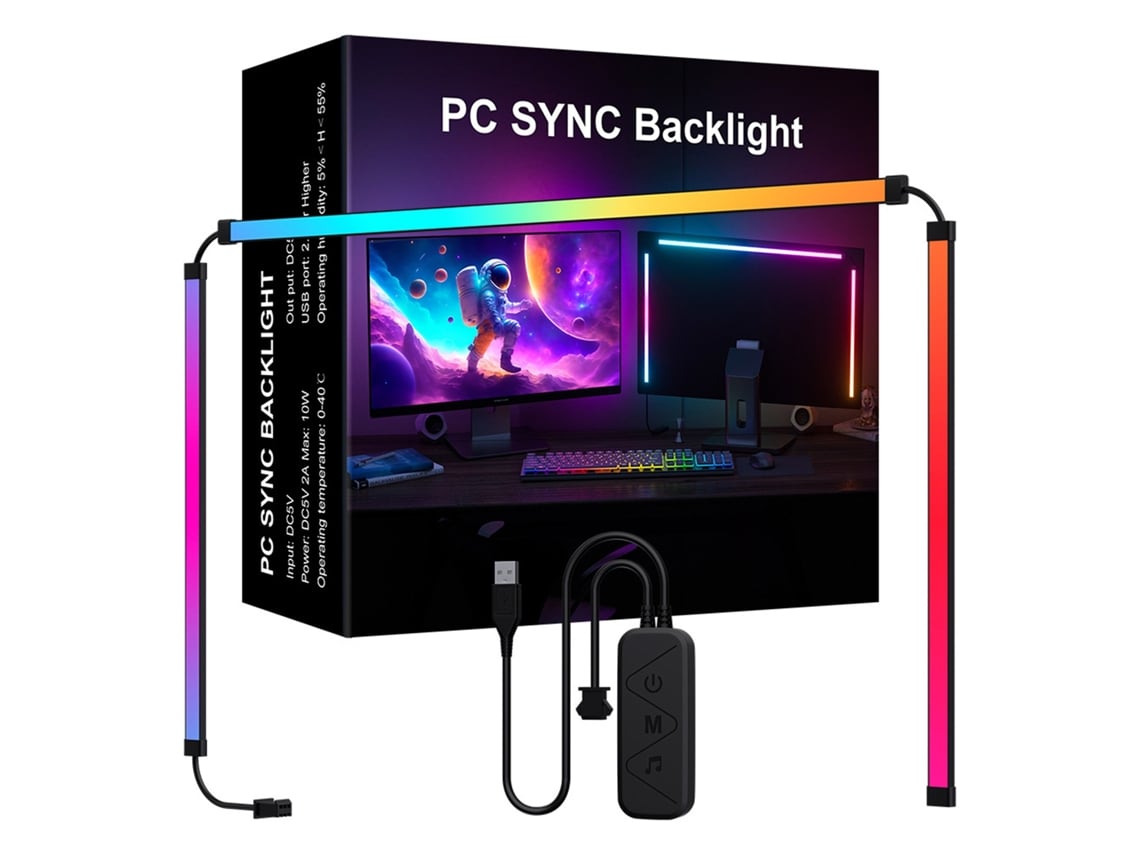 BJ-Barra De Luz Led Rgb Phantom Com Sincronización Música, Modos Dinámicos Y Control Por Software