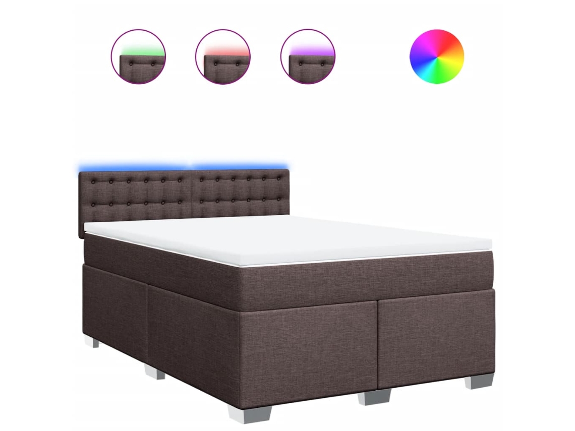 Maison Exclusive - Cama Box Spring Con Colchón Tela Marrón Oscuro 160x200 Cm