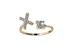 2026-anillo Ajustable De Metal Dorado Con Letras A-z, Iniciales De Nombre Con Cristales Para Mujeres Y Niñas