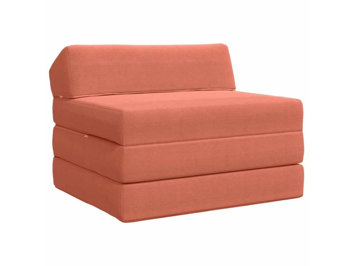 Sofá Cama Plegable Rojo Naranja 200 X 70 X 10 Cm Tela De Pana