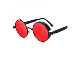2026-gafas De Sol Redondas Vintage Steampunk Gothic Metal Retro Diseño Para Hombre Y Mujer Cqr Negro Rojo