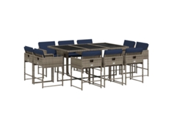 Maison Exclusive - Conjunto De Comedor De Jardín De 11 Piezas Con Cojines, Poliratán Gris