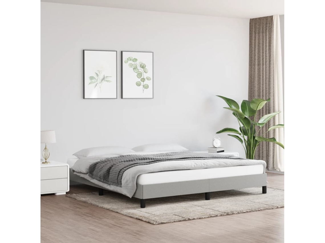 Maison Exclusive - Cama Sin Colchón Tela Gris Claro 160x200 Cm