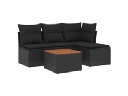 Maison Exclusive - Set De Muebles De Jardín 5 Pzas Y Cojines Ratán Sintético Negro