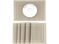 Tapa Para Vaso - Material Pvc - 45 X 30 Cm - 6 Juegos - Beige