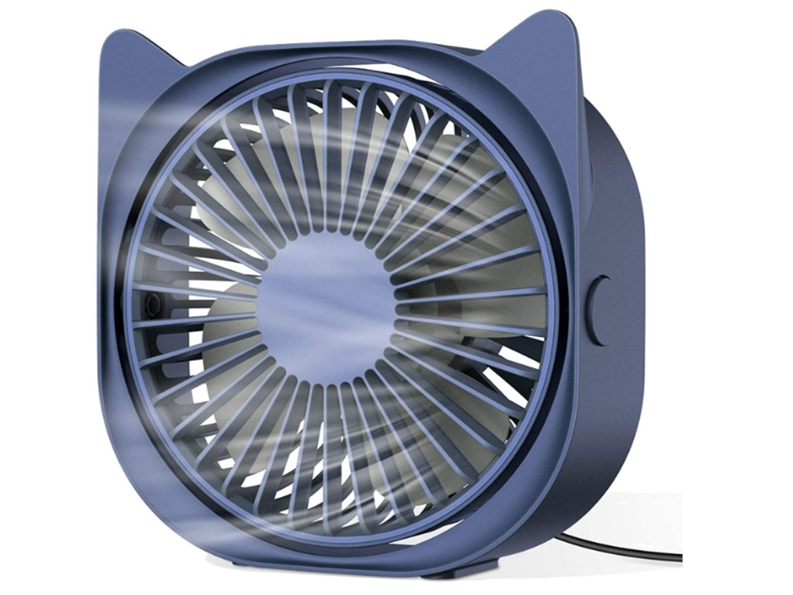 Mini ventilador de mesa USB Yizhood de 3 velocidades y rotación de 360° para el hogar y la oficina, color azul