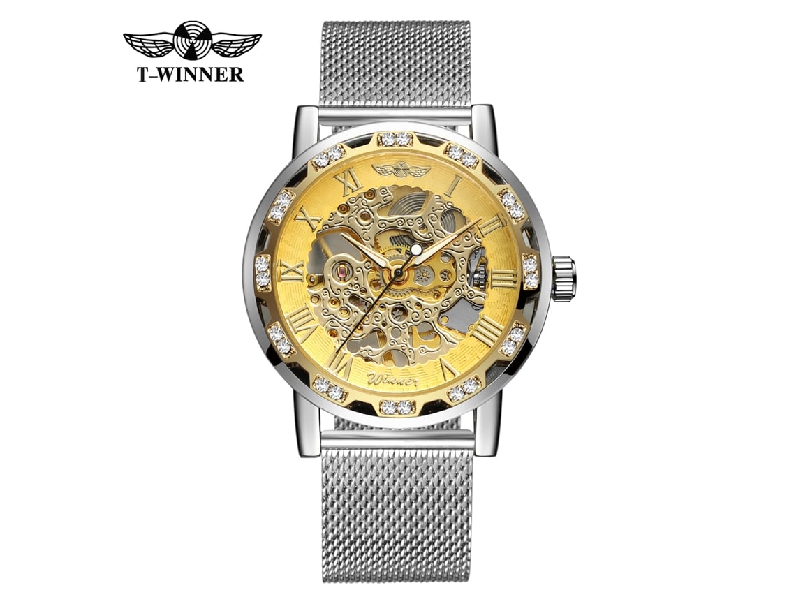 (estilo 1) Reloj Mecánico Con Correa De Malla, Cuerda Manual, Esfera Con Números Romanos.