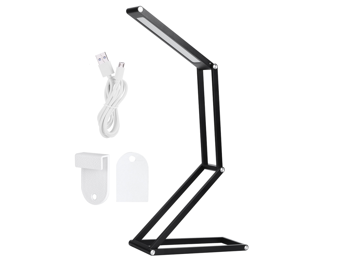 NEVEANCE Lámpara de Mesa Plegable LED Portátil con Regulación de Brillo y Carga USB para Hogar y Oficina