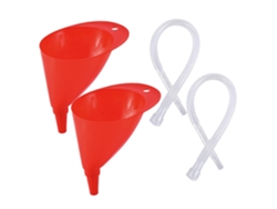 Embudo Rojo Con Tubo Transparente Extendido Y Boquilla Angular, Juego De 2